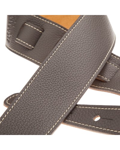 Guitar Strap Grey Genuine Leather 6 Cm Holes HS Colors 