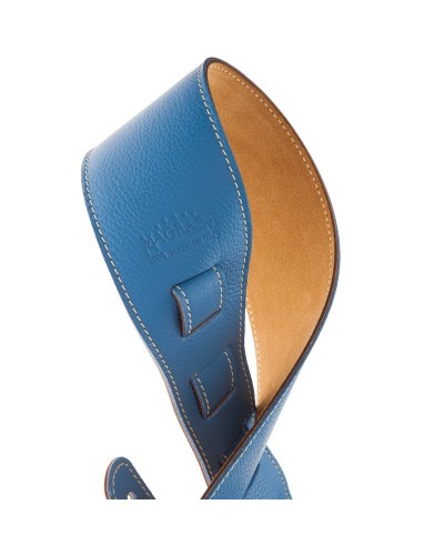 Guitar Strap Blu Genuine Leather 8 Cm Holes HS Colors 