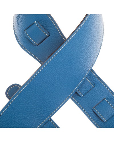 Guitar Strap Blu Genuine Leather 8 Cm Holes HS Colors 