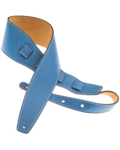 Guitar Strap Blu Genuine Leather 8 Cm Holes HS Colors 