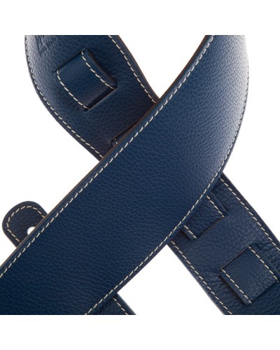 Guitar Strap Blu Genuine Leather 8 Cm Holes HS Colors 