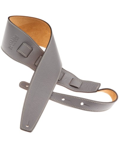 Guitar Strap Grey Genuine Leather 8 Cm Holes HS Colors 