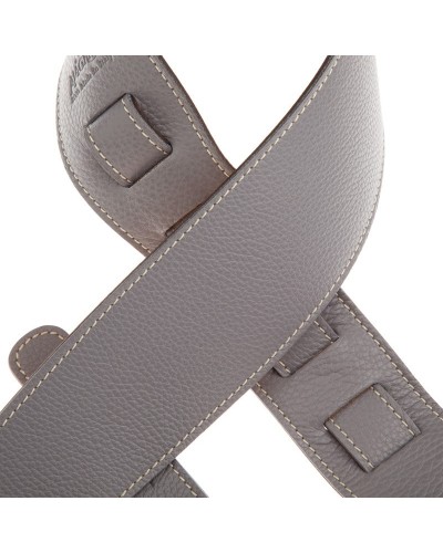 Guitar Strap Grey Genuine Leather 8 Cm Holes HS Colors 