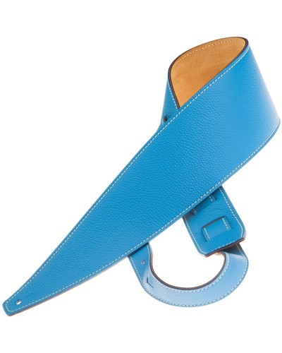 Guitar Strap Blu Genuine Leather 10 Cm Holes HS Colors 