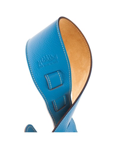 Guitar Strap Blu Genuine Leather 8 Cm Holes HS Colors 