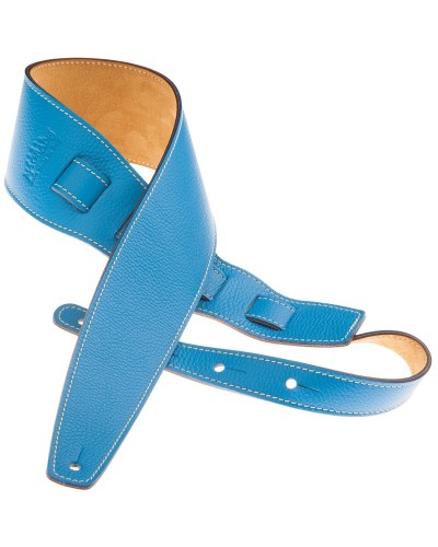 Guitar Strap Blu Genuine Leather 8 Cm Holes HS Colors 