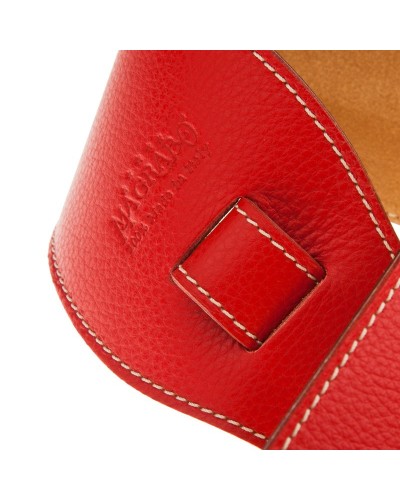 Guitar Strap Red Genuine Leather 10 Cm Holes HS Colors 