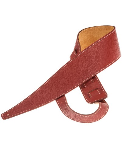 Guitar Strap Red Genuine Leather 8 Cm Holes HS Colors 