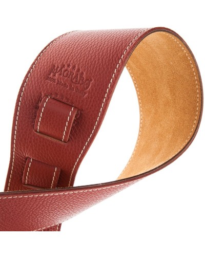 Guitar Strap Red Genuine Leather 8 Cm Holes HS Colors 