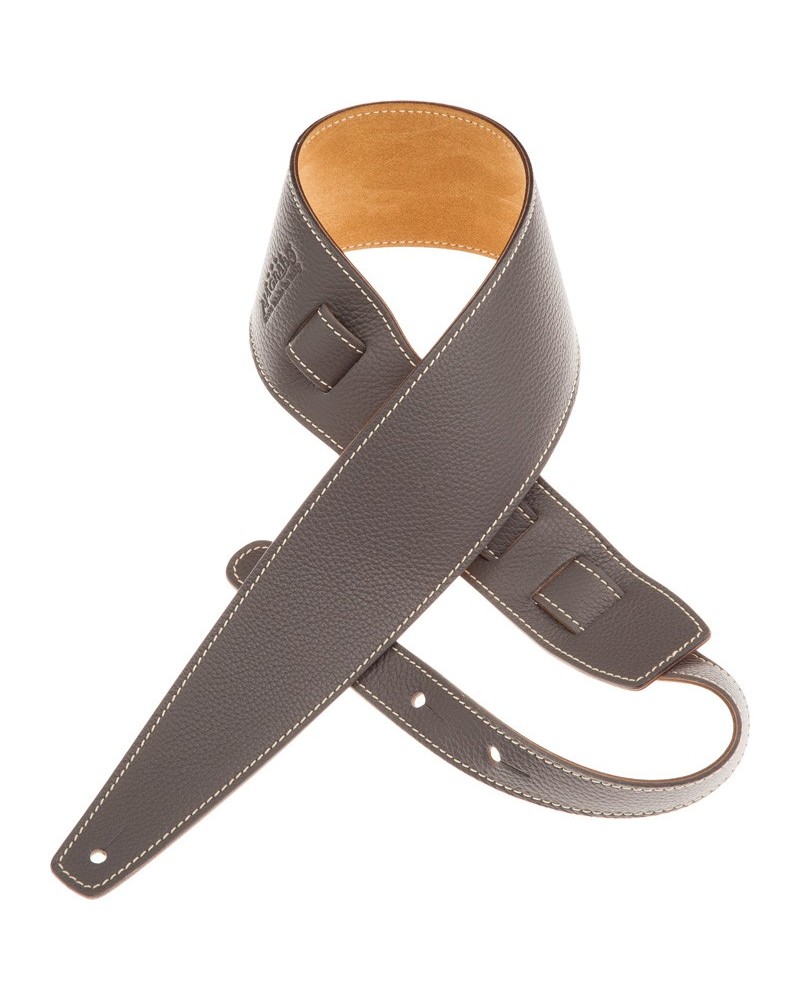 Guitar Strap Grey Genuine Leather 8 Cm Holes HS Colors 