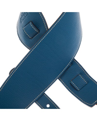 Guitar Strap Blu Genuine Leather 10 Cm Holes HS Colors 