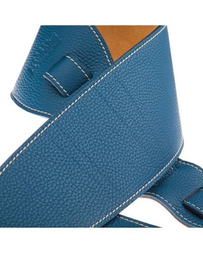 Guitar Strap Blu Genuine Leather 10 Cm Holes HS Colors 