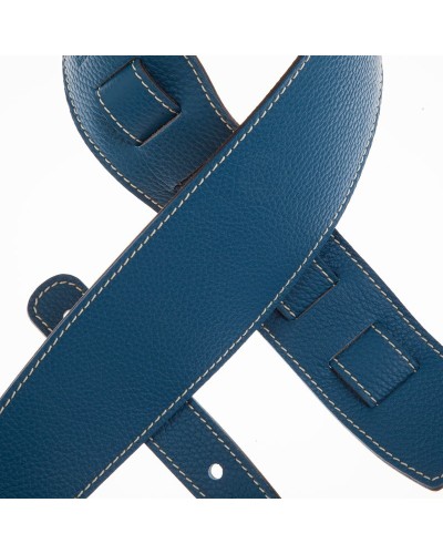 Guitar Strap Blu Genuine Leather 6 Cm Holes HS Colors 