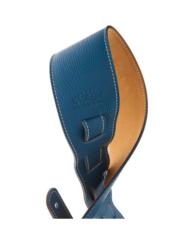 Guitar Strap Blu Genuine Leather 6 Cm Holes HS Colors 