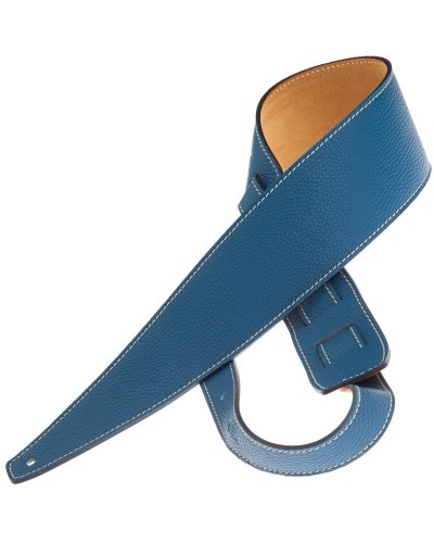 Guitar Strap Blu Genuine Leather 6 Cm Holes HS Colors 