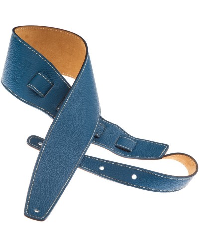 Guitar Strap Blu Genuine Leather 6 Cm Holes HS Colors 