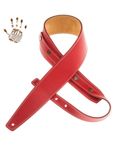 Guitar Strap Red Certified Vegetable Tanned Leather 7 Cm Buttons BS Core 