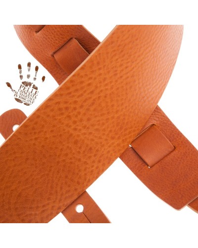 Guitar Strap Brown Certified Vegetable Tanned Leather 10 Cm Holes HC Core 