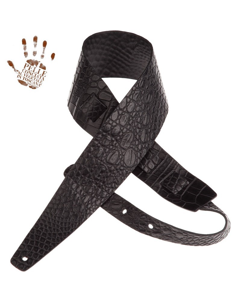 magrabò guitar straps | holes hc embossed cocco pros black 8 cm