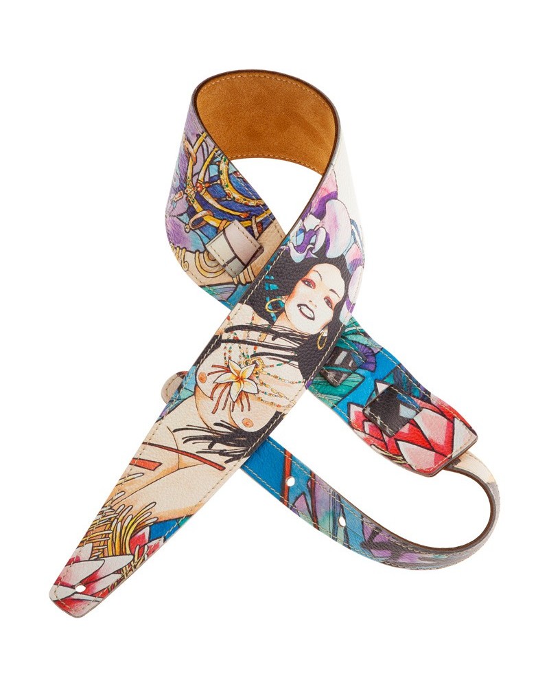 Guitar Strap White Genuine Leather 8 Cm Holes HS Art Print 