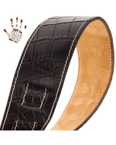 magrabò guitar straps | holes hs embossed cocco pros black 6 cm