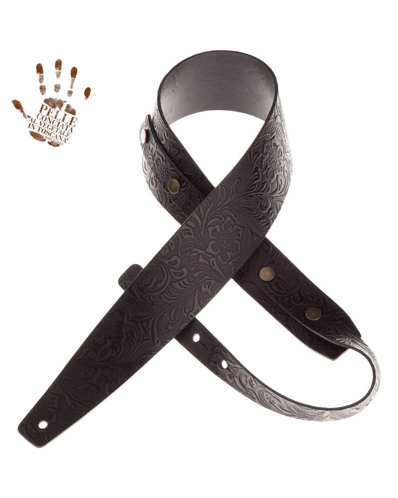 magrabò guitar straps | buttons bc embossed flores black 7 cm