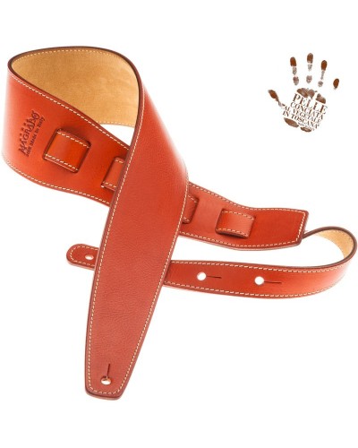 Guitar Strap Orange Certified Vegetable Tanned Leather 8 Cm Holes HS Core 