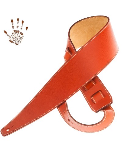 Guitar Strap Orange Certified Vegetable Tanned Leather 8 Cm Holes HS Core 