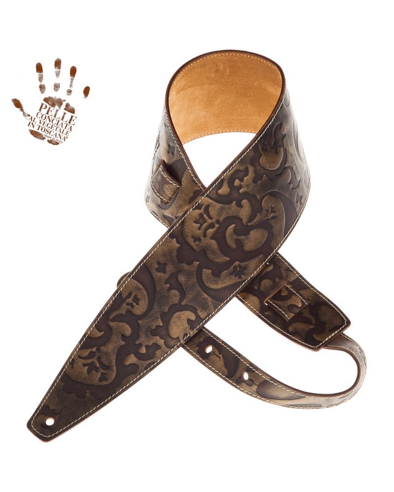 magrabò guitar straps | holes hs embossed grifo bronze 10 cm