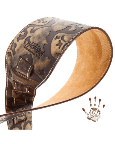 magrabò guitar straps | holes hs embossed grifo bronze 10 cm