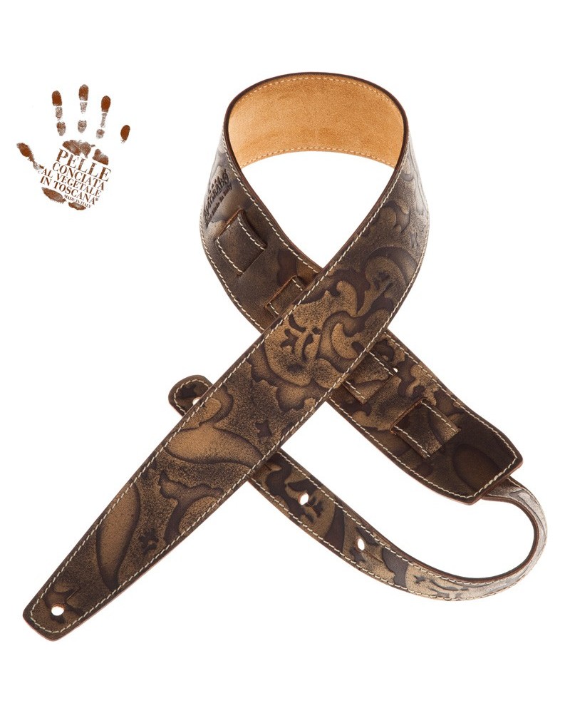 magrabò guitar straps | holes hs embossed grifo bronze 6 cm