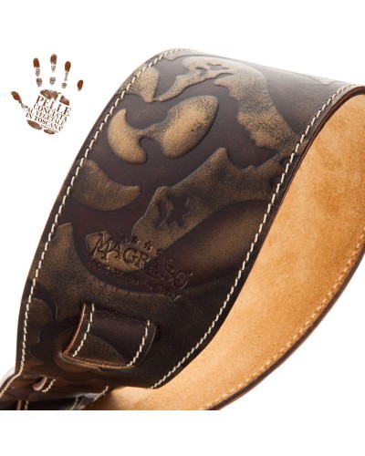 magrabò guitar straps | holes hs embossed grifo bronze 8 cm